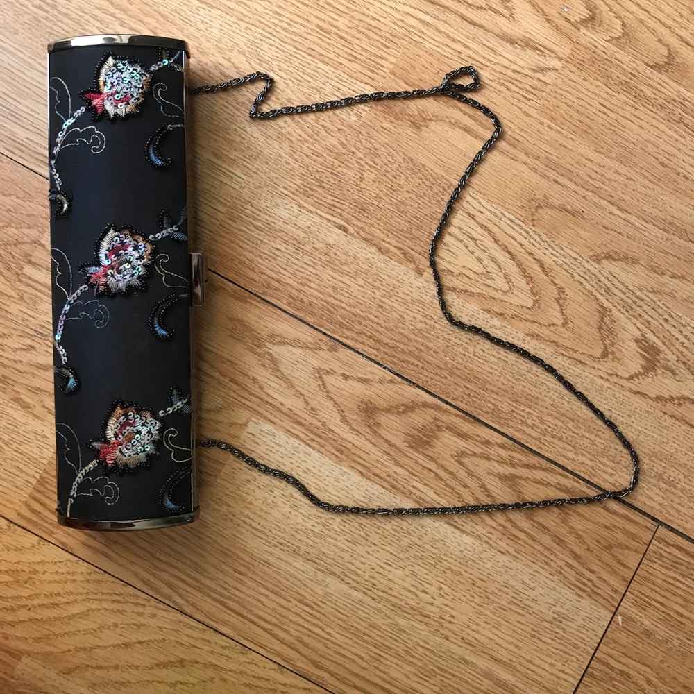 Black beaded clutch